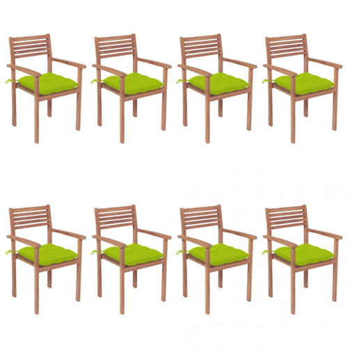 Vidaxl - vidaXL Chaises de jardin empilables avec coussins 8 pcs Teck solide Vidaxl  - Chaises de jardin