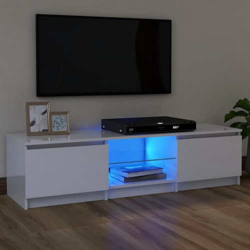 Vidaxl - vidaXL Meuble TV avec lumières LED Blanc brillant 120x30x35,5 cm - Meubles TV, Hi-Fi