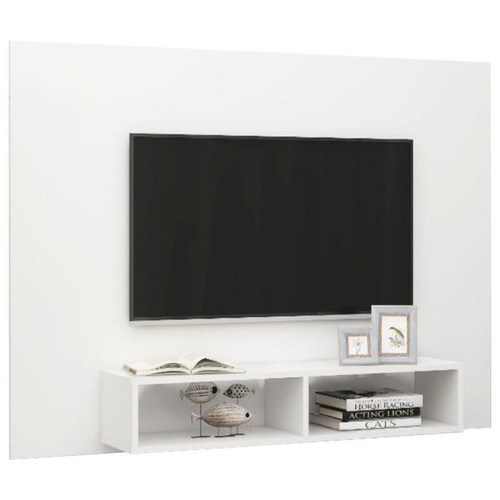 Meubles TV, Hi-Fi vidaXL Meuble TV mural Blanc 135x23,5x90 cm Aggloméré
