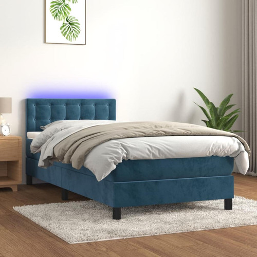 Vidaxl - vidaXL Sommier à lattes de lit avec matelas et LED Bleu foncé 90x190cm Vidaxl  - Lit enfant Blanc+bleu