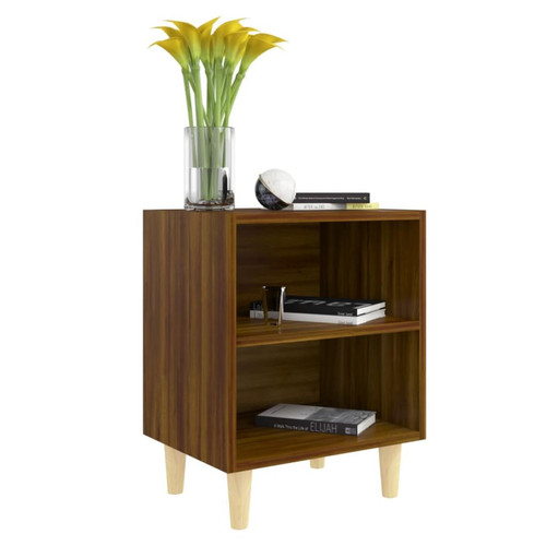 Vidaxl vidaXL Table de chevet avec pieds en bois Chêne marron 40x30x50 cm