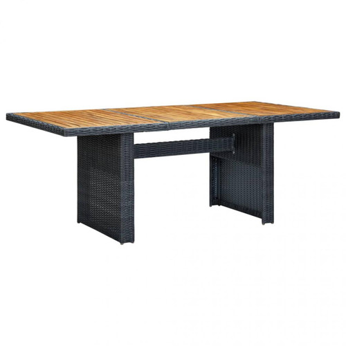 Vidaxl - vidaXL Table de jardin Gris foncé Résine tressée et bois d'acacia - Tables de jardin