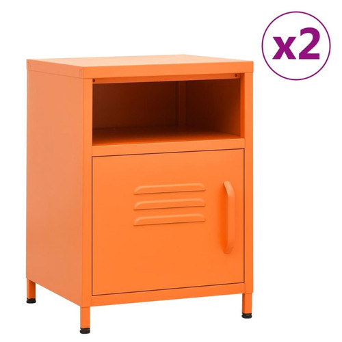 Vidaxl - vidaXL Tables de chevet 2 pcs Orange 35x35x51 cm Acier - Chambre Orange