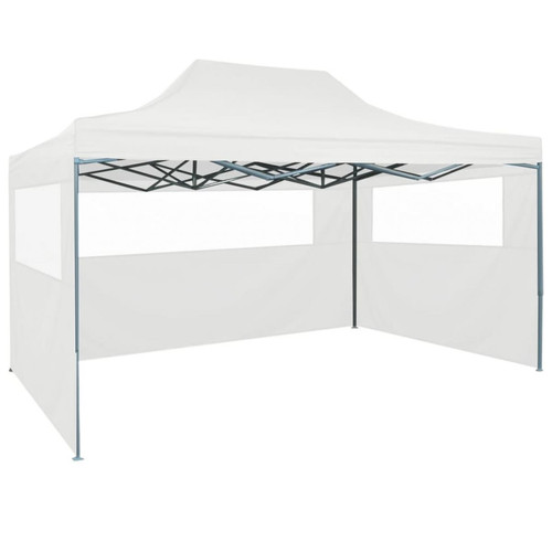 Vidaxl - vidaXL Tente de réception pliable avec 3 parois 3x4 m Acier Blanc - Tentes de réception