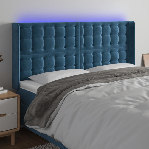 Vidaxl - vidaXL Tête de lit à LED Bleu foncé 163x16x118/128 cm Velours Vidaxl  - Maison Bleu petrole