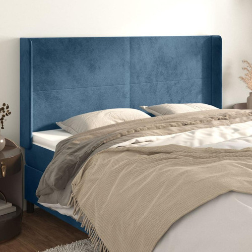 Vidaxl - vidaXL Tête de lit avec oreilles Bleu foncé 183x16x118/128 cm Velours Vidaxl  - Têtes de lit