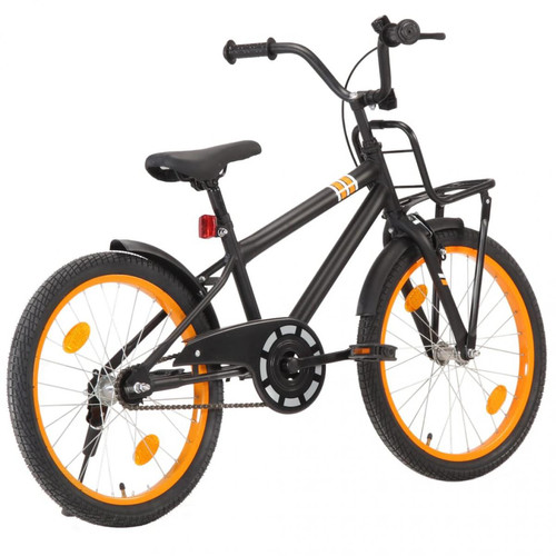 Vidaxl - vidaXL Vélo d'enfant avec porte-bagages avant 20 pouces Noir et orange - Vélo électrique