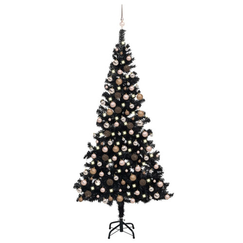 Vidaxl - vidaXL Arbre de Noël artificiel pré-éclairé et boules noir 210 cm PVC Vidaxl  - Sapin de Noël