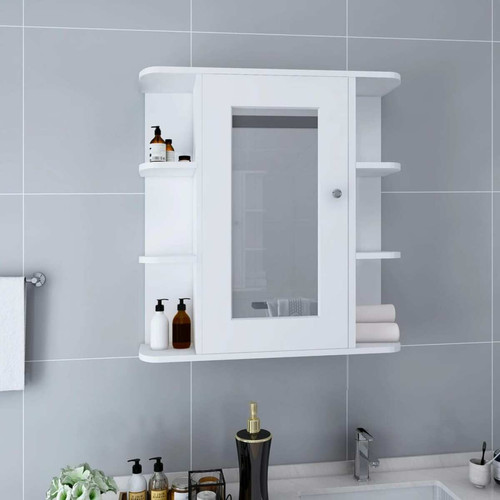 meuble bas salle de bain Vidaxl vidaXL Armoire à miroir de salle de bain Blanc 66x17x63 cm MDF
