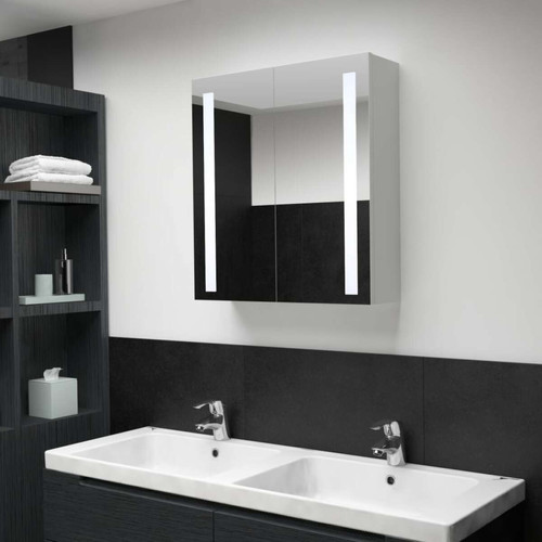 Vidaxl - vidaXL Armoire de salle de bain à miroir LED 60x14x62 cm - meuble bas salle de bain