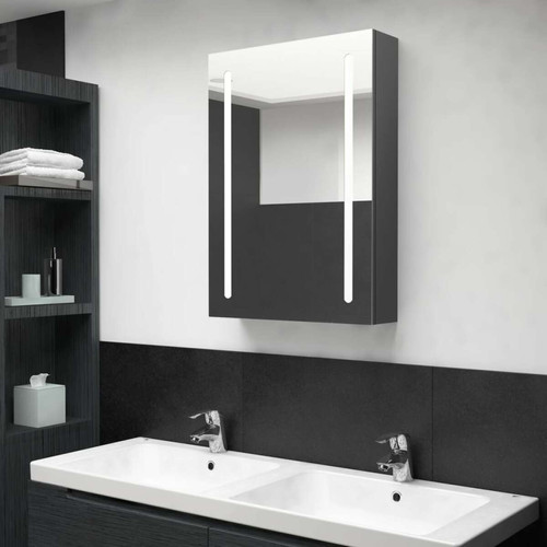 Vidaxl - vidaXL Armoire de salle de bain à miroir LED gris 50x13x70 cm Vidaxl  - meuble bas salle de bain Gris ceruse et blanc