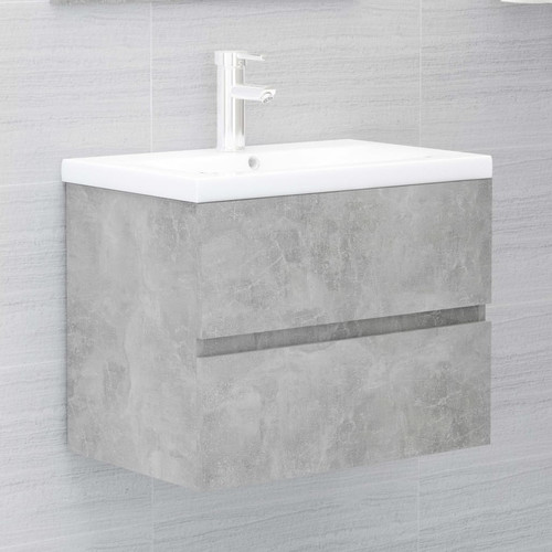 Vidaxl - vidaXL Armoire d'évier avec lavabo intégré Gris béton Aggloméré Vidaxl  - meuble bas salle de bain Gris et blanc
