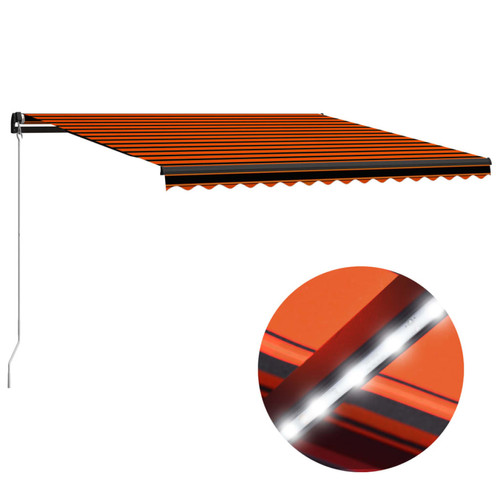 Vidaxl - vidaXL Auvent manuel rétractable avec LED 450x300 cm Orange et marron Vidaxl  - Vidaxl