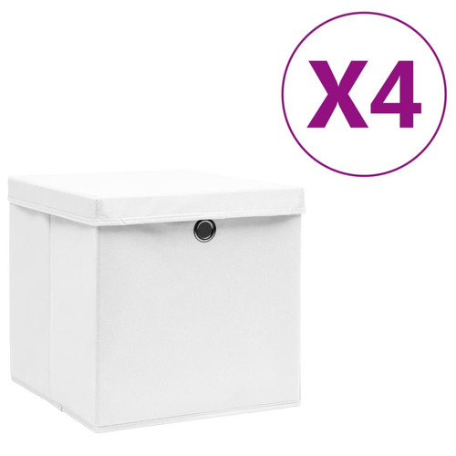 Vidaxl - vidaXL Boîtes de rangement avec couvercles 4 pcs 28x28x28 cm Blanc Vidaxl - Boîte de rangement