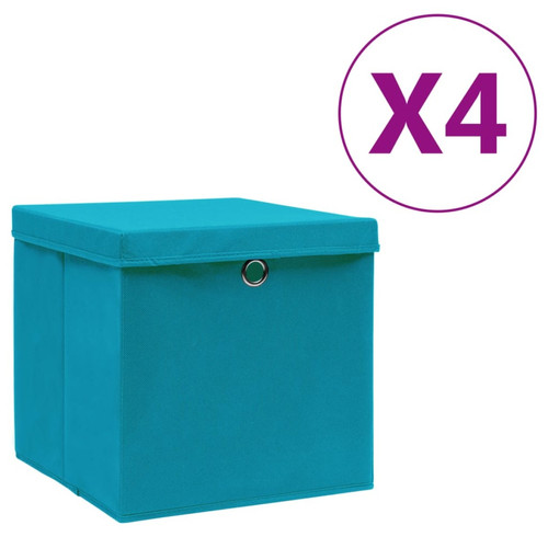 Vidaxl - vidaXL Boîtes de rangement avec couvercles 4 pcs 28x28x28cm Bleu azuré Vidaxl  - Marchand Vidaxl