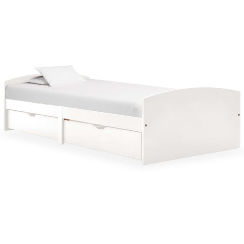 Vidaxl - vidaXL Cadre de lit avec 2 tiroirs blanc bois de pin massif 90x200 cm Vidaxl  - Chambre Enfant