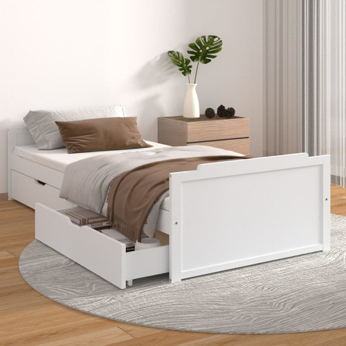 Vidaxl - vidaXL Cadre de lit avec tiroirs Blanc Bois de pin massif 90x200 cm - Lit bateau Lit enfant