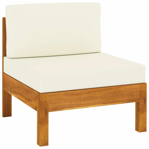 Vidaxl - vidaXL Canapé central avec coussins blanc crème Bois d'acacia solide Vidaxl - Ensembles canapés et fauteuils Vidaxl