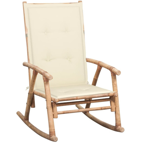 Chaises de jardin Vidaxl vidaXL Chaise à bascule avec coussin Bambou