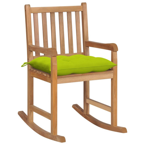 Fauteuils Vidaxl vidaXL Chaise à bascule avec coussin vert vif Bois de teck solide
