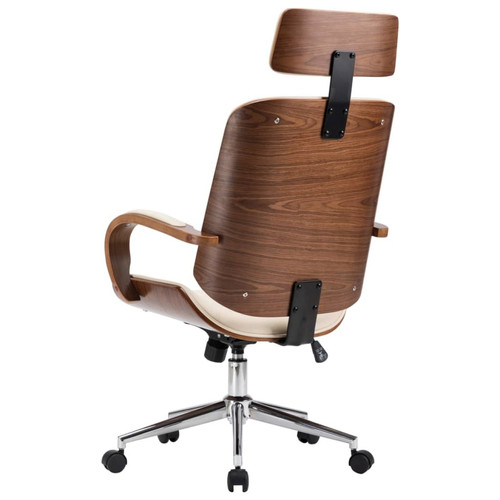 Bureau et table enfant vidaXL Chaise de bureau avec appuie-tête Crème Similicuir et bois