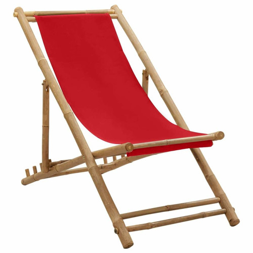 Vidaxl - vidaXL Chaise de terrasse Bambou et toile Rouge Vidaxl  - Chaise bambou