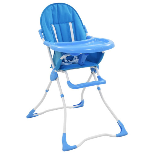 Chaises Vidaxl vidaXL Chaise haute pour bébé Bleu et blanc