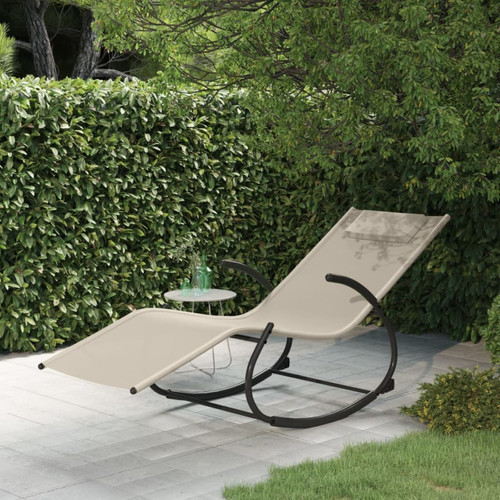 Vidaxl - vidaXL Chaise longue à bascule crème acier et textilène Vidaxl  - Mobilier de jardin
