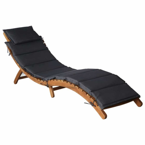 Vidaxl -vidaXL Chaise longue avec coussin Bois d'acacia solide Gris foncé Vidaxl  - Transats, chaises longues