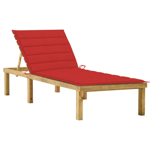 Vidaxl - vidaXL Chaise longue avec coussin rouge Bois de pin imprégné Vidaxl  - Vidaxl