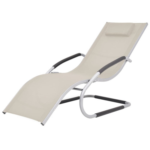 Vidaxl - vidaXL Chaise longue avec oreiller Aluminium et textilène Crème Vidaxl  - Marchand Vidaxl