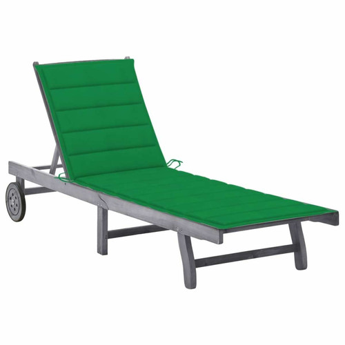 Vidaxl - vidaXL Chaise longue de jardin avec coussin Gris Bois d'acacia solide Vidaxl  - Transats, chaises longues