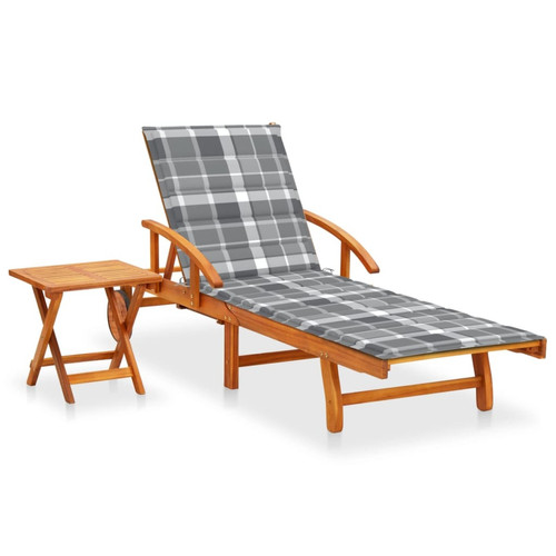 Vidaxl - vidaXL Chaise longue de jardin avec table et coussin Bois d'acacia Vidaxl - Bain de soleil Mobilier de jardin