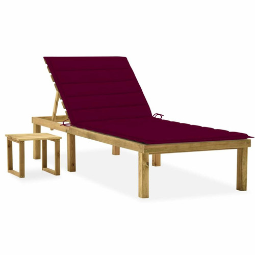 Vidaxl - vidaXL Chaise longue de jardin avec table et coussin Pin imprégné Vidaxl  - Transats, chaises longues