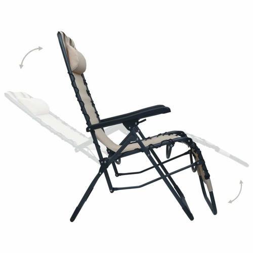 Transats, chaises longues vidaXL Chaise pliable de terrasse Crème Textilène