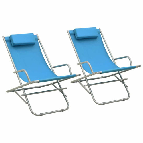 Vidaxl - vidaXL Chaises à bascule 2 pcs Acier Bleu Vidaxl  - Transats, chaises longues