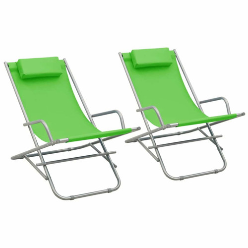 Vidaxl - vidaXL Chaises à bascule 2 pcs Acier Vert Vidaxl  - Transats, chaises longues