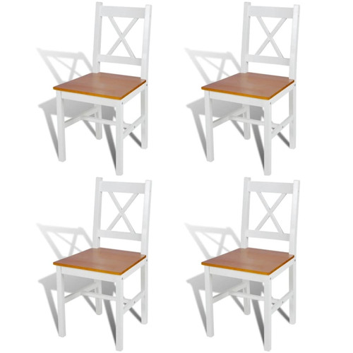 Vidaxl - vidaXL Chaises à manger lot de 4 blanc bois de pin Vidaxl  - Chaise pin