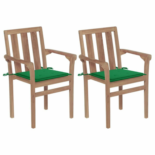 Vidaxl - vidaXL Chaises de jardin 2 pcs avec coussins vert Bois de teck massif Vidaxl  - Chaises de jardin