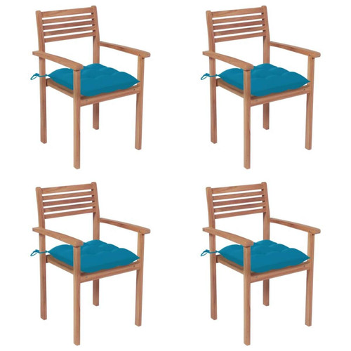 Vidaxl - vidaXL Chaises de jardin 4 pcs avec coussins bleu clair Teck solide Vidaxl  - Chaises de jardin Teck