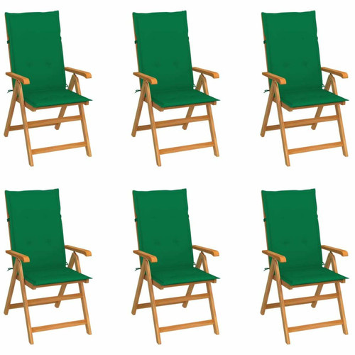 Vidaxl - vidaXL Chaises de jardin 6 pcs avec coussins vert Bois de teck Vidaxl  - Marchand Vidaxl