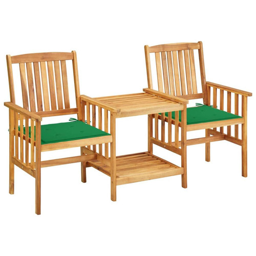 Vidaxl - vidaXL Chaises de jardin avec table à thé et coussins Acacia solide Vidaxl  - Marchand Vidaxl