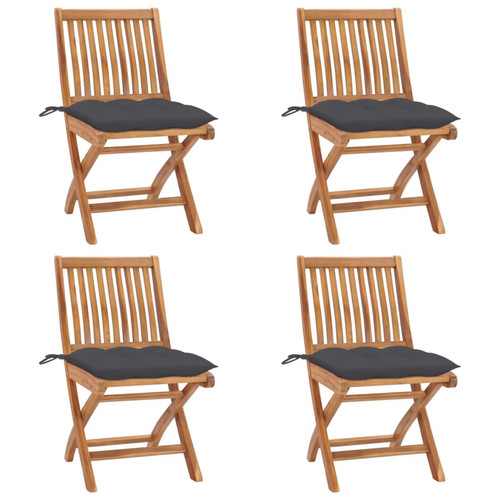 Vidaxl - vidaXL Chaises pliables de jardin avec coussins 4 pcs Teck solide Vidaxl  - Chaises de jardin