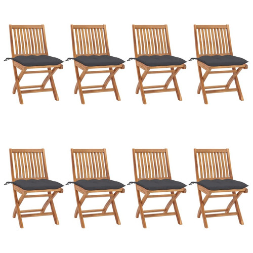Vidaxl - vidaXL Chaises pliables de jardin avec coussins 8 pcs Teck solide Vidaxl  - Chaises de jardin