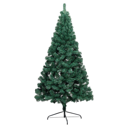 Sapin de Noël vidaXL Demi-arbre de Noël artificiel pré-éclairé et boules vert 240 cm