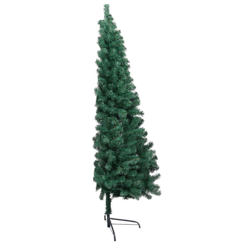 Sapin de Noël vidaXL Demi-arbre de Noël artificiel pré-éclairé et boules vert 150 cm