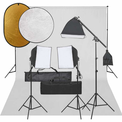 Vidaxl - vidaXL Kit de studio photo avec éclairage toile de fond et réflecteur Vidaxl - Flash et Torche