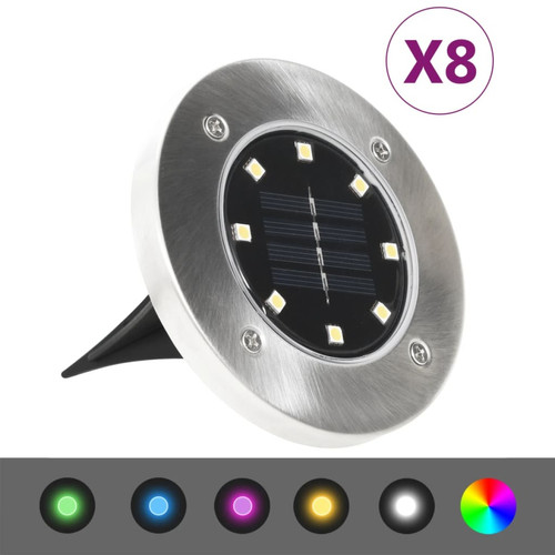 Lampadaire Vidaxl vidaXL Lampes solaires de sol 8 pcs Lumières LED couleur RVB