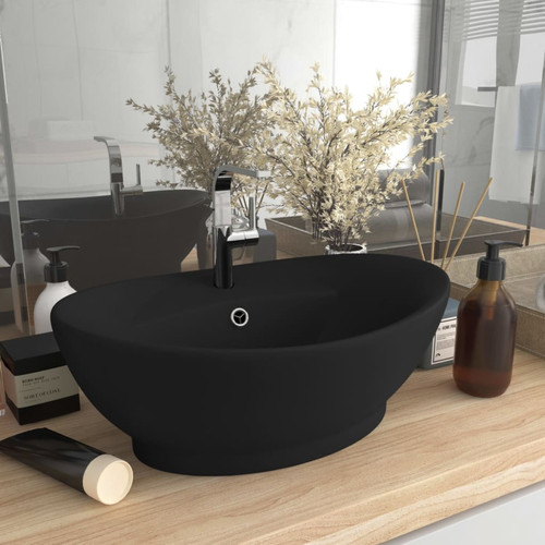 Vidaxl - vidaXL Lavabo ovale de luxe à trop-plein Noir mat 58,5x39 cm Céramique Vidaxl  - Plomberie Salle de bain