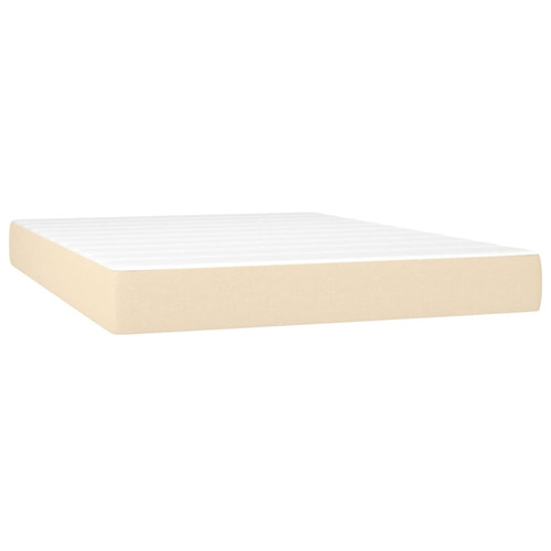 Cadres de lit vidaXL Sommier à lattes de lit avec matelas Crème 140x200 cm Tissu